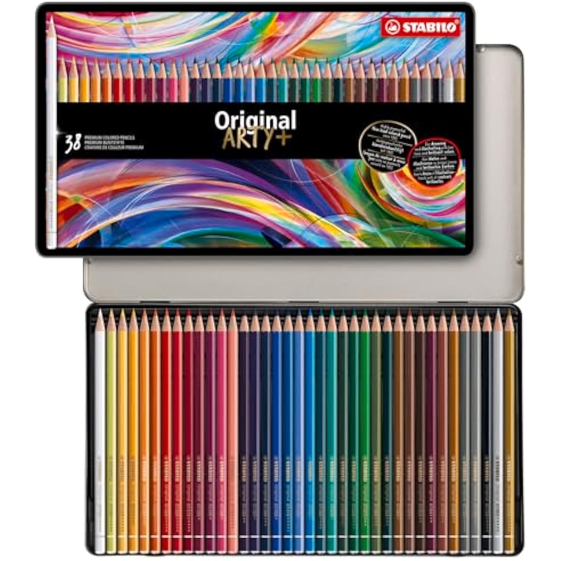 STABILO Original Thin Lead Colouring Pencils - ARTY+ Tin of 38 Colours