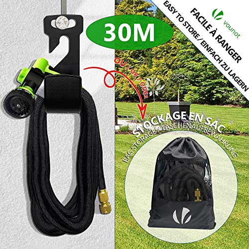 VOUNOT 30m Expandable Garden Hose | 8-Mode Spray Nozzle & Soap Dispenser