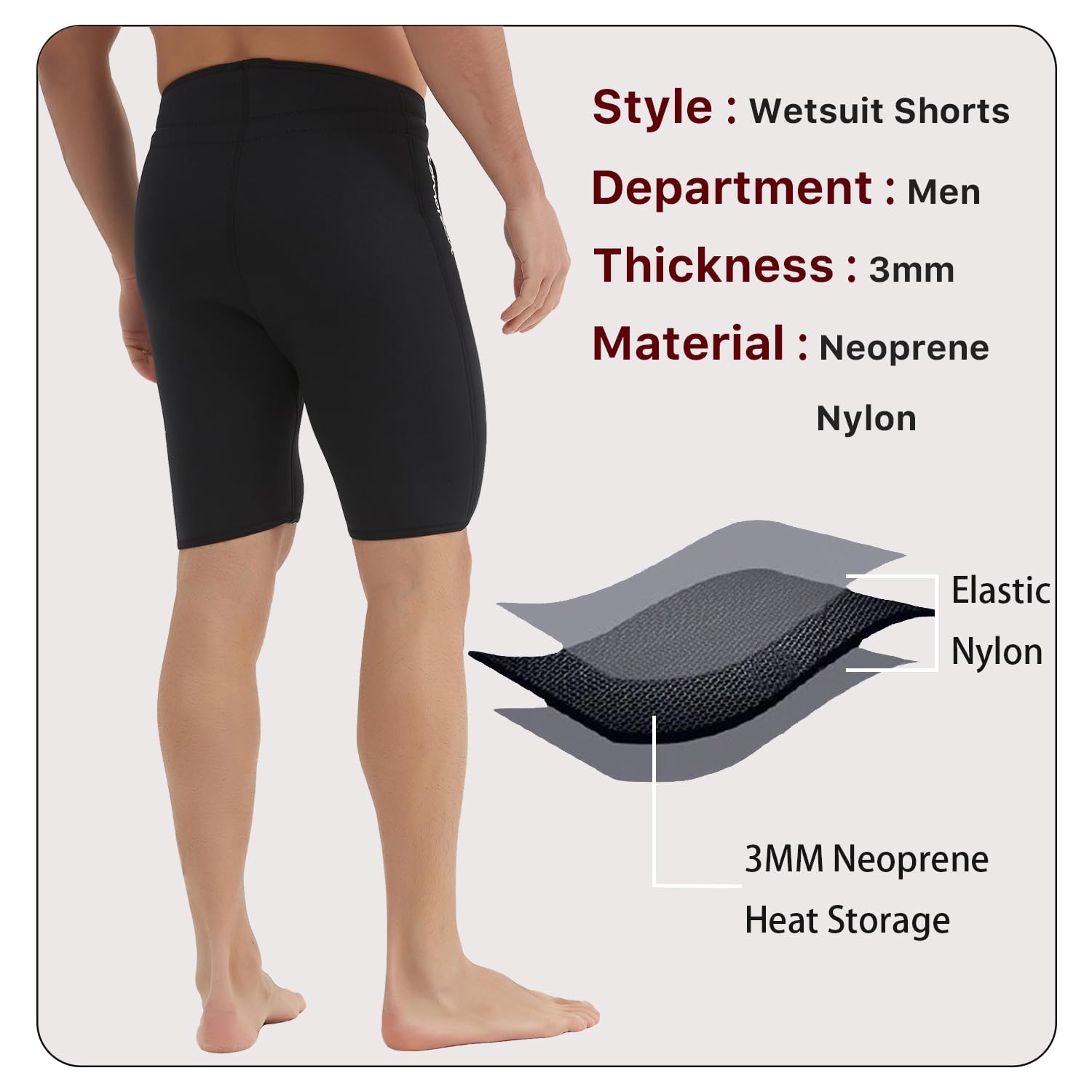 Lemorecn 3mm Neoprene Wetsuit Pants | Unisex High-Waist Surfing Shorts