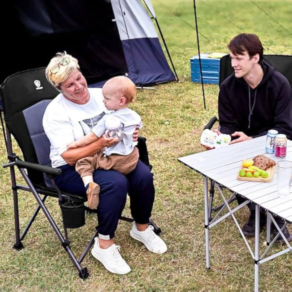 EVER ADVANCED Oversized Camping Chair – Heavy Duty 230kg Folding Seat