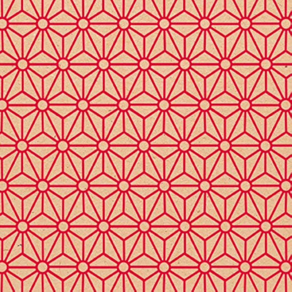 Clairefontaine Recycled Kraft Gift Wrap Roll – Red Geometric, 70cm x 50m