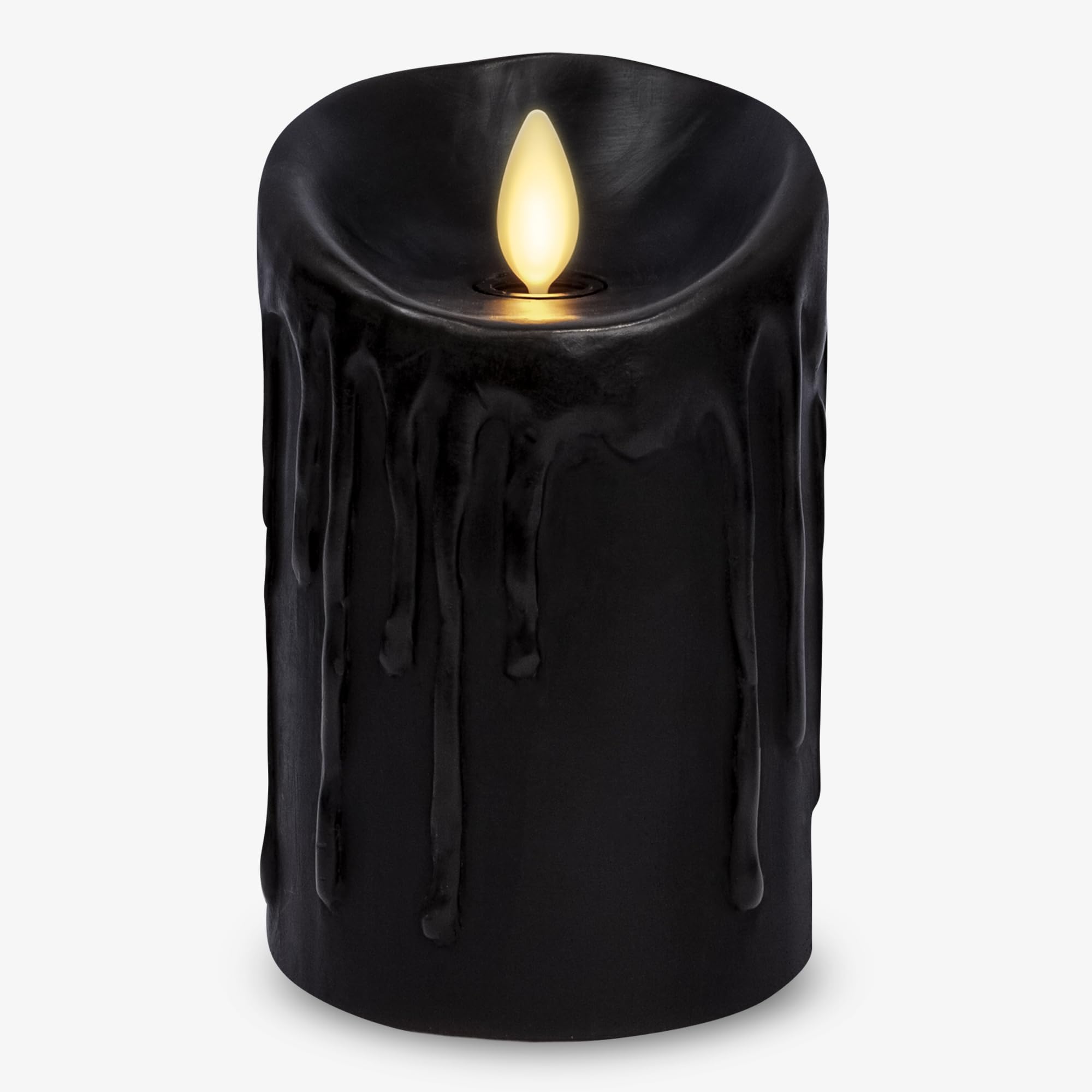 Luminara Flameless LED Candle - Black Wax Drip Pillar with Timer