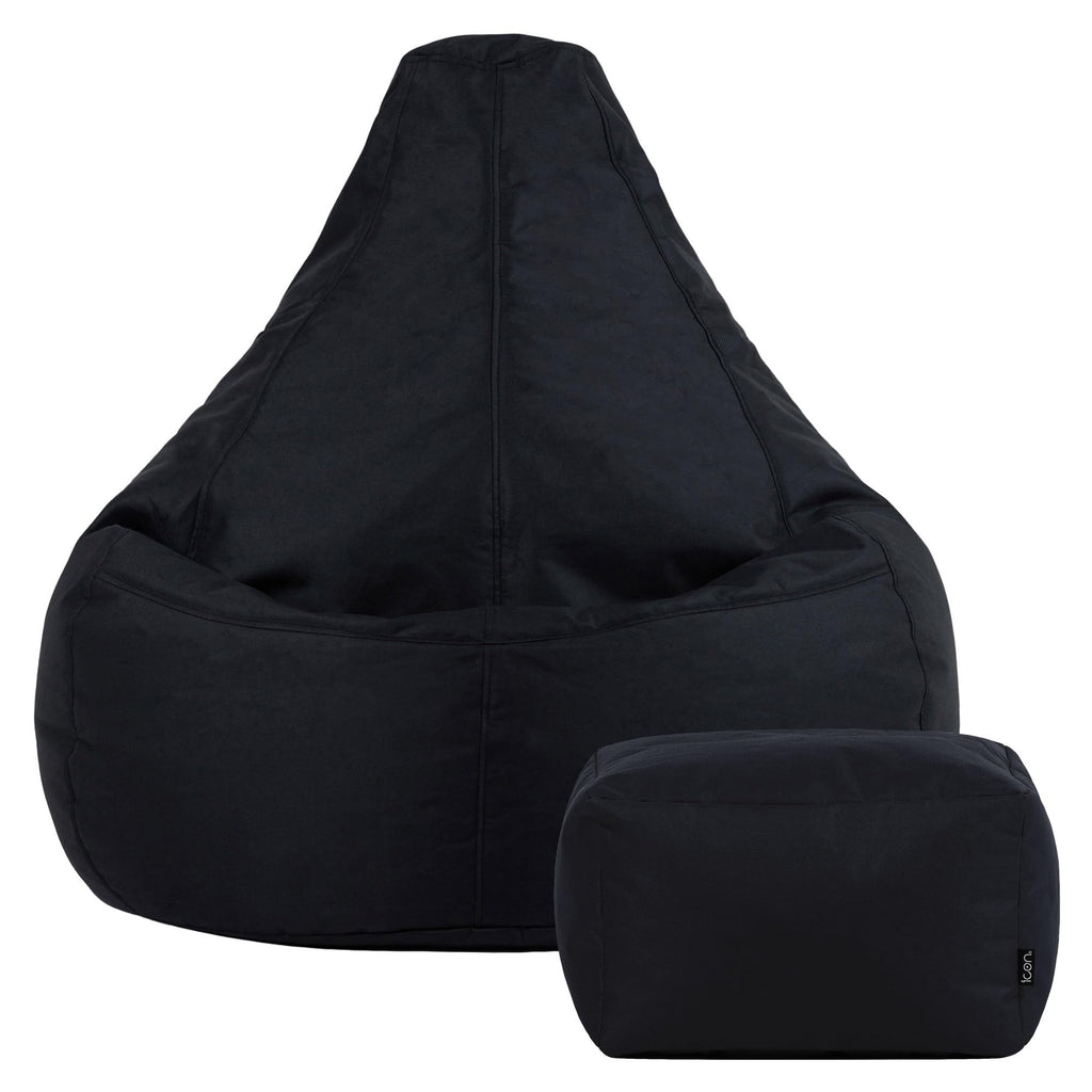 Bean Bag Bazaar Outdoor Bean Bag & Footstool with Filling Included, Black - image 5