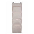 Bigso Box of Sweden Foldable Hanging Storage Organiser - Door and Wall Hanging Storage with 4 Compartments and Linen Effect