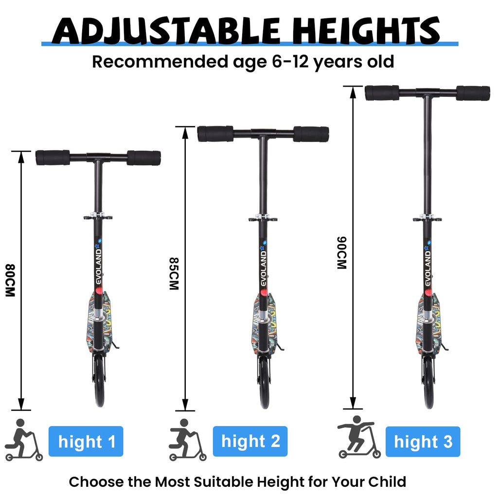 EVOLAND Foldable Kick Scooter – Adjustable 2-Wheel Aluminum Scooter for Teens