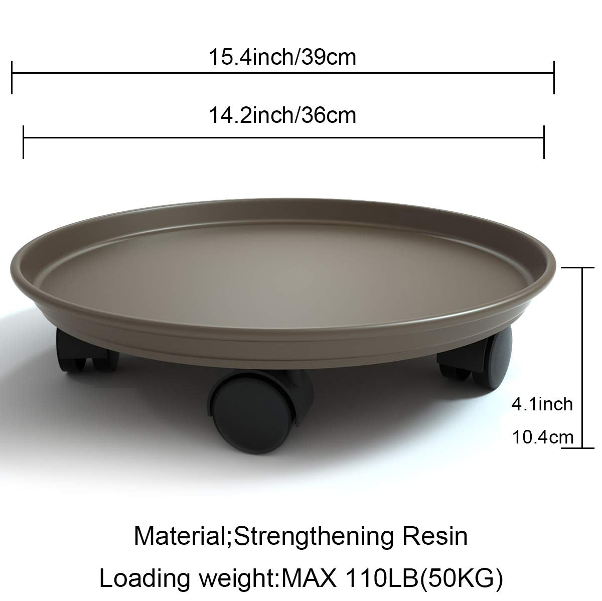 Coadura Heavy Duty Plant Caddy with Wheels, 40cm Round Pot Mover, 2 Pack