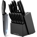 Home Hero 16-Piece Stainless Steel Kitchen Knife Set with Block – Black