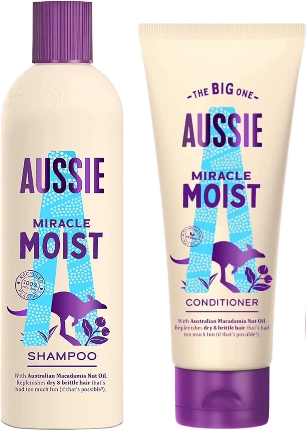 Aussie Miracle Moist Shampoo and Conditioner Set with Macadamia Oil