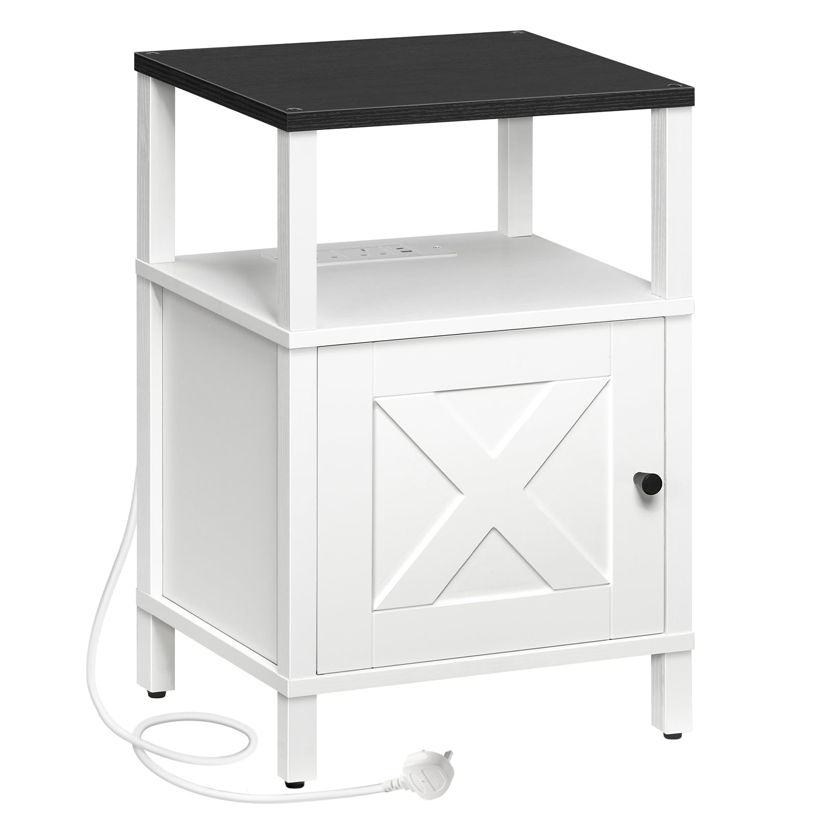 MAHANCRIS Wooden Nightstand with Charging Station and USB Ports