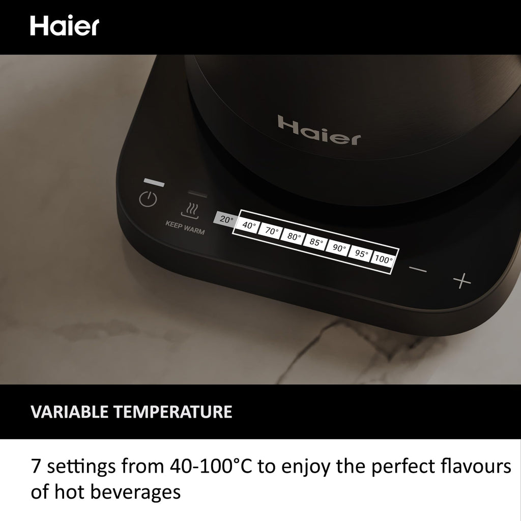 Haier I-Master Series 5 Electric Kettle | 7 Temp Settings | Black