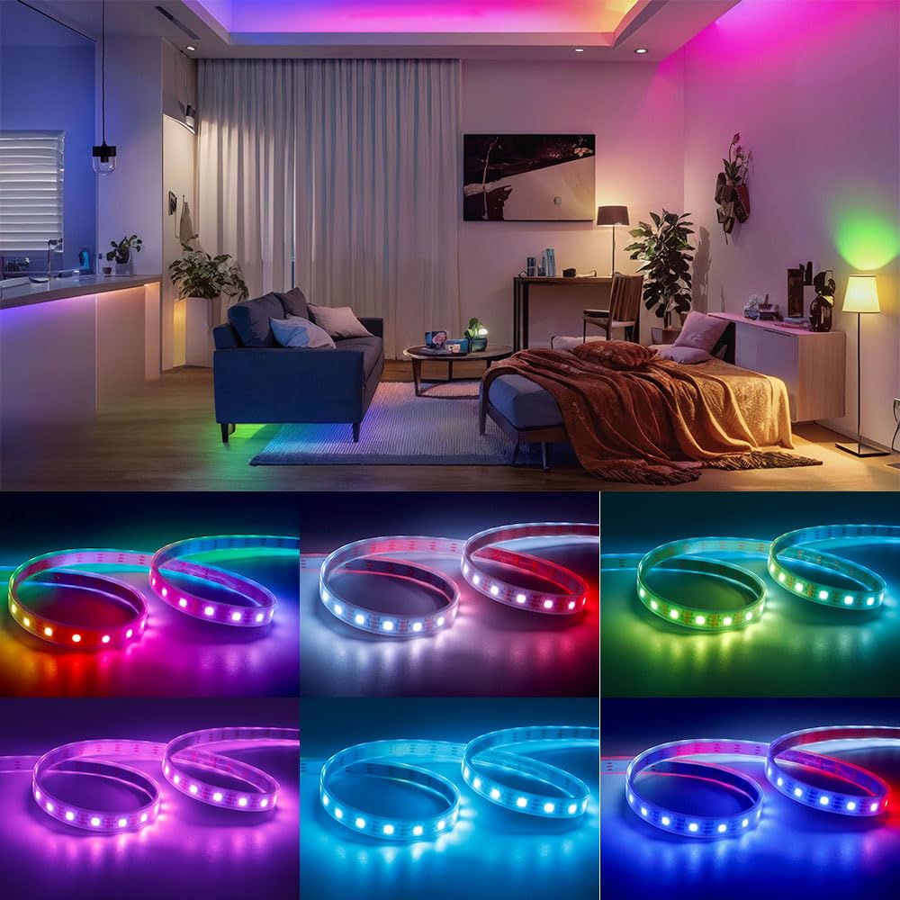 LOAMLIN WS2812B Addressable RGB LED Strip | 16.4FT 5050 SMD IP67 Waterproof
