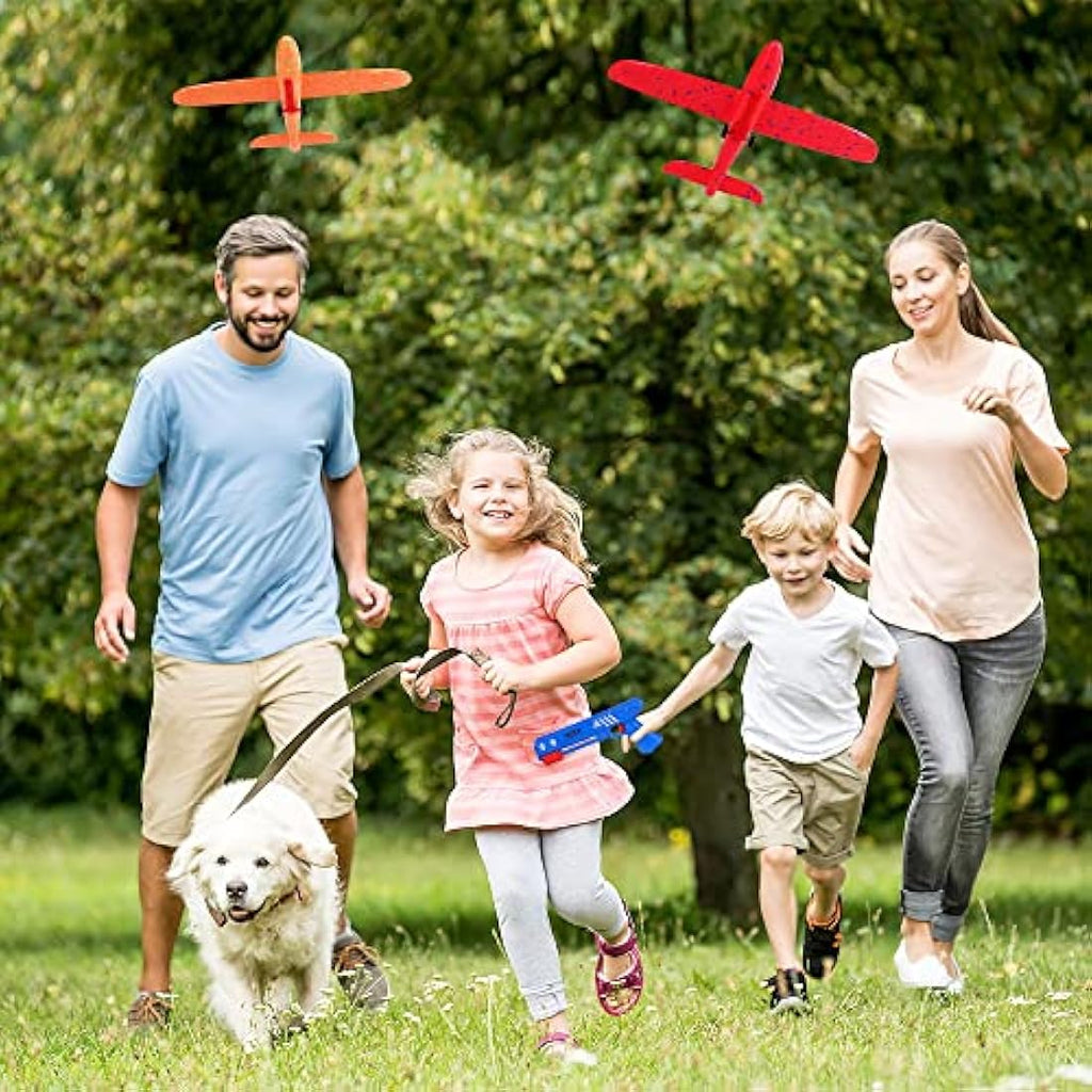 Ksera Airplane Toy Launcher with 2 Foam Gliders - Outdoor Gift for Kids