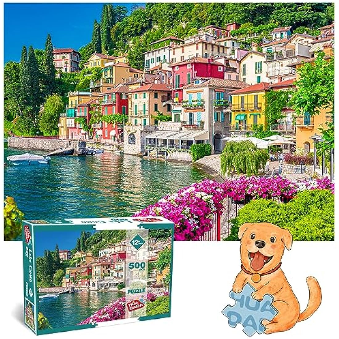 Jolof Store Lake Como Varenna Village 500 Piece Jigsaw Puzzle for Adults