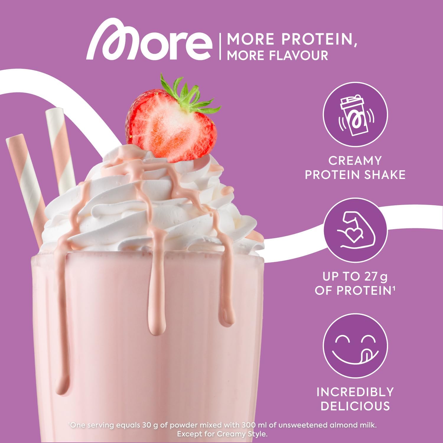 More Protein Strawberry Milkshake Whey Supplement - 600g