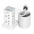 TESSAN 8 Way Tower Extension Lead 10M – Surge Protected with USB C
