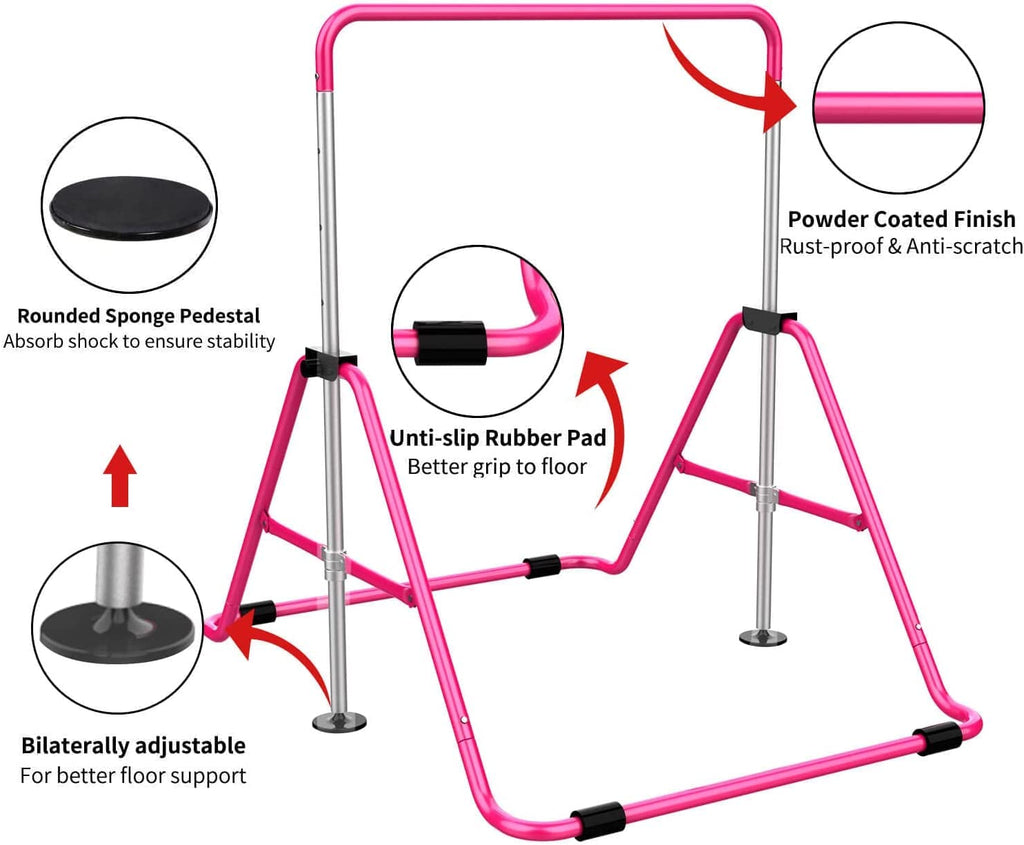 Hyner Kids Folding Gymnastics Bar – Adjustable Height Home Gym Tower