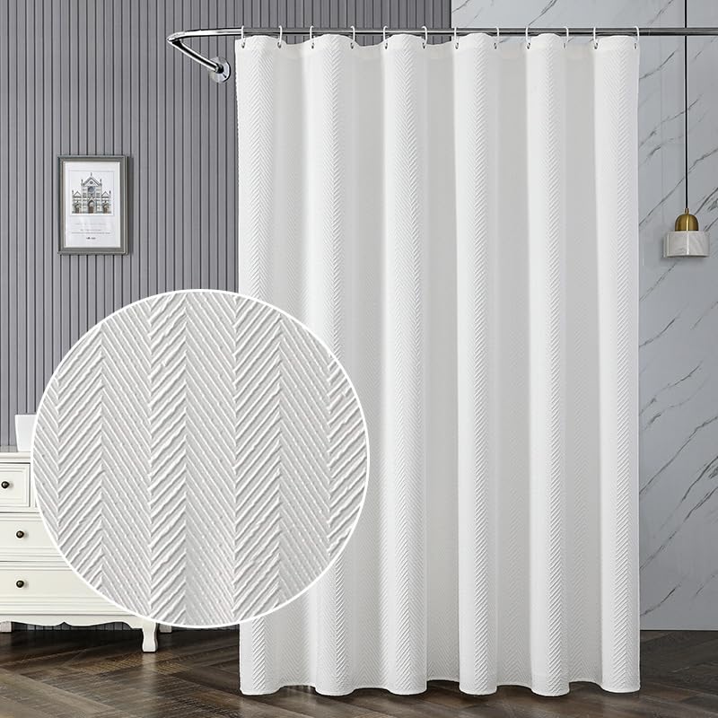 AIBIIN White Floral Shower Curtain | 180x180cm Waterproof Polyester