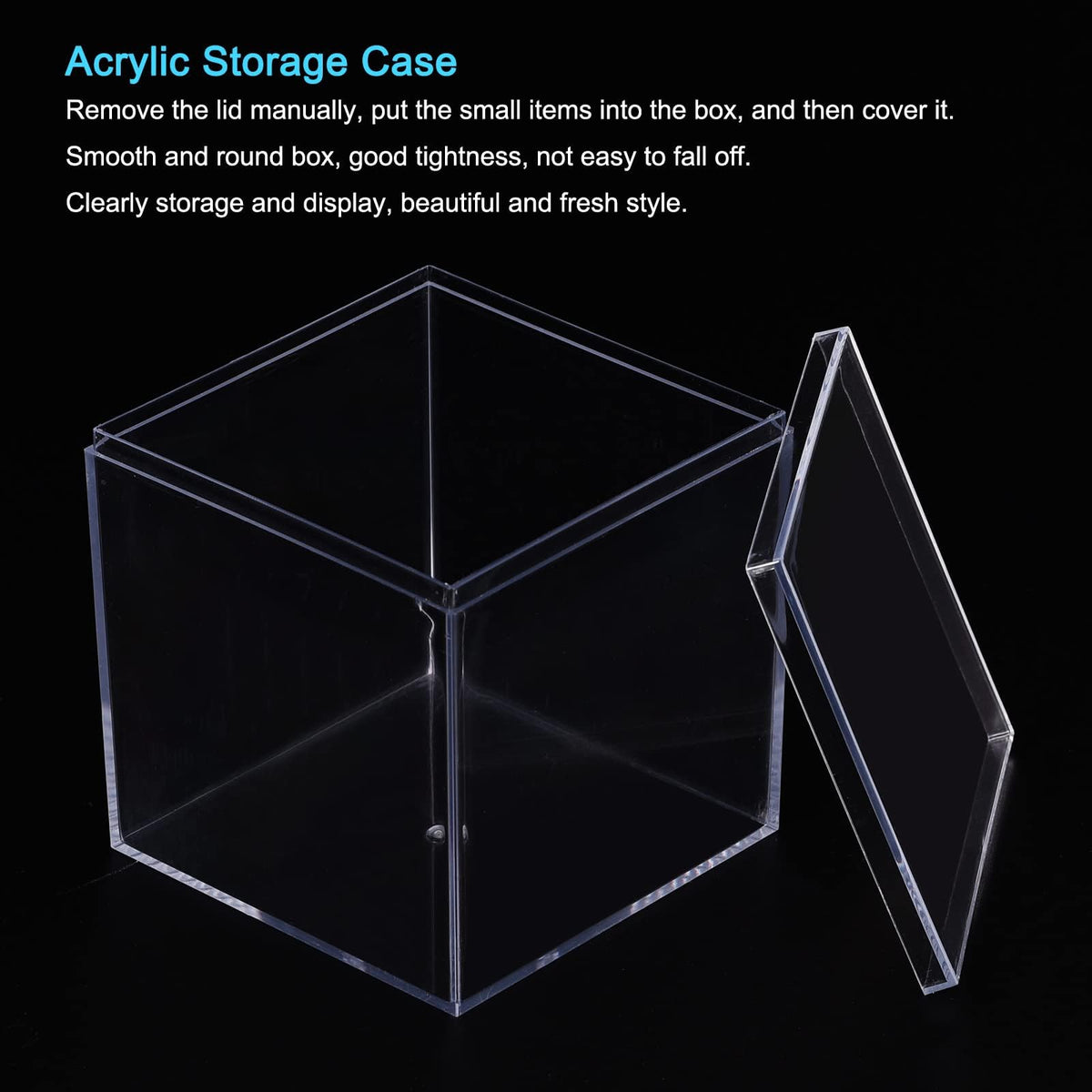 TA-VIGOR Acrylic Display Boxes 2Pcs 5.1 x 5.1 x 5.1cm with Lids - image 3