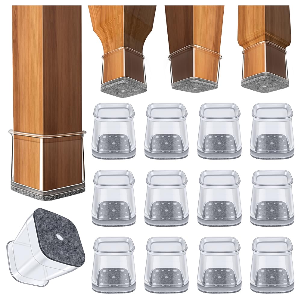 GICUNK 32Pcs Square Silicone Chair Leg Floor Protectors for Hardwood
