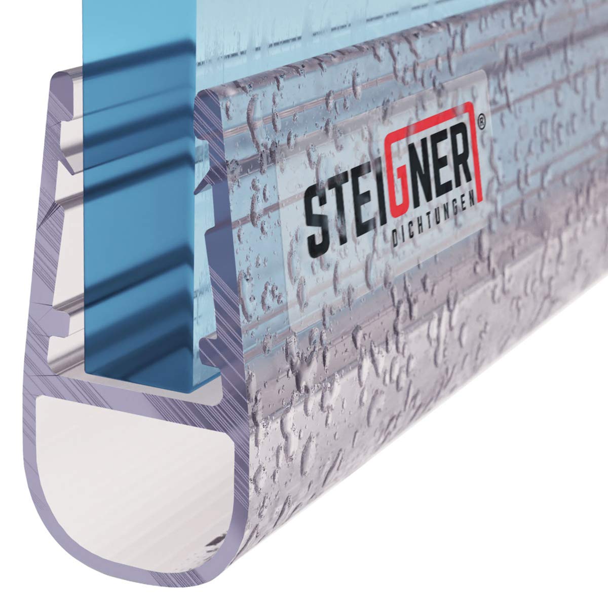 STEIGNER Shower Seal for 6-8mm Glass Doors | 60cm PVC Waterproof Gasket
