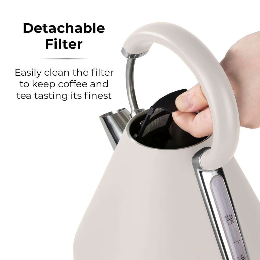 Tower Cavaletto Pyramid Kettle | 1.7L Fast Boil 3000W | Latte & Chrome