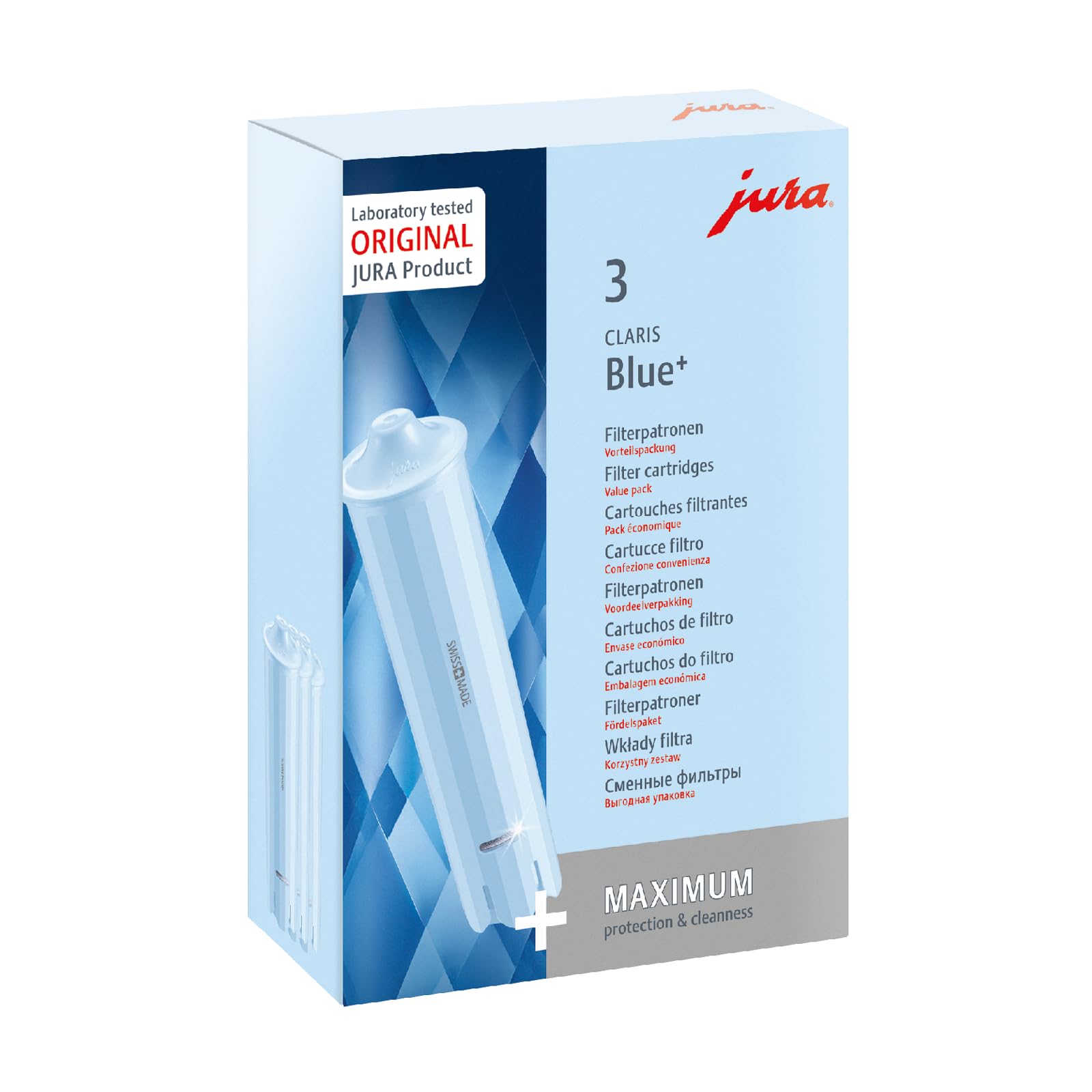 JURA Claris Blue Water Filter Cartridge for Coffee Machines – 3 Pack