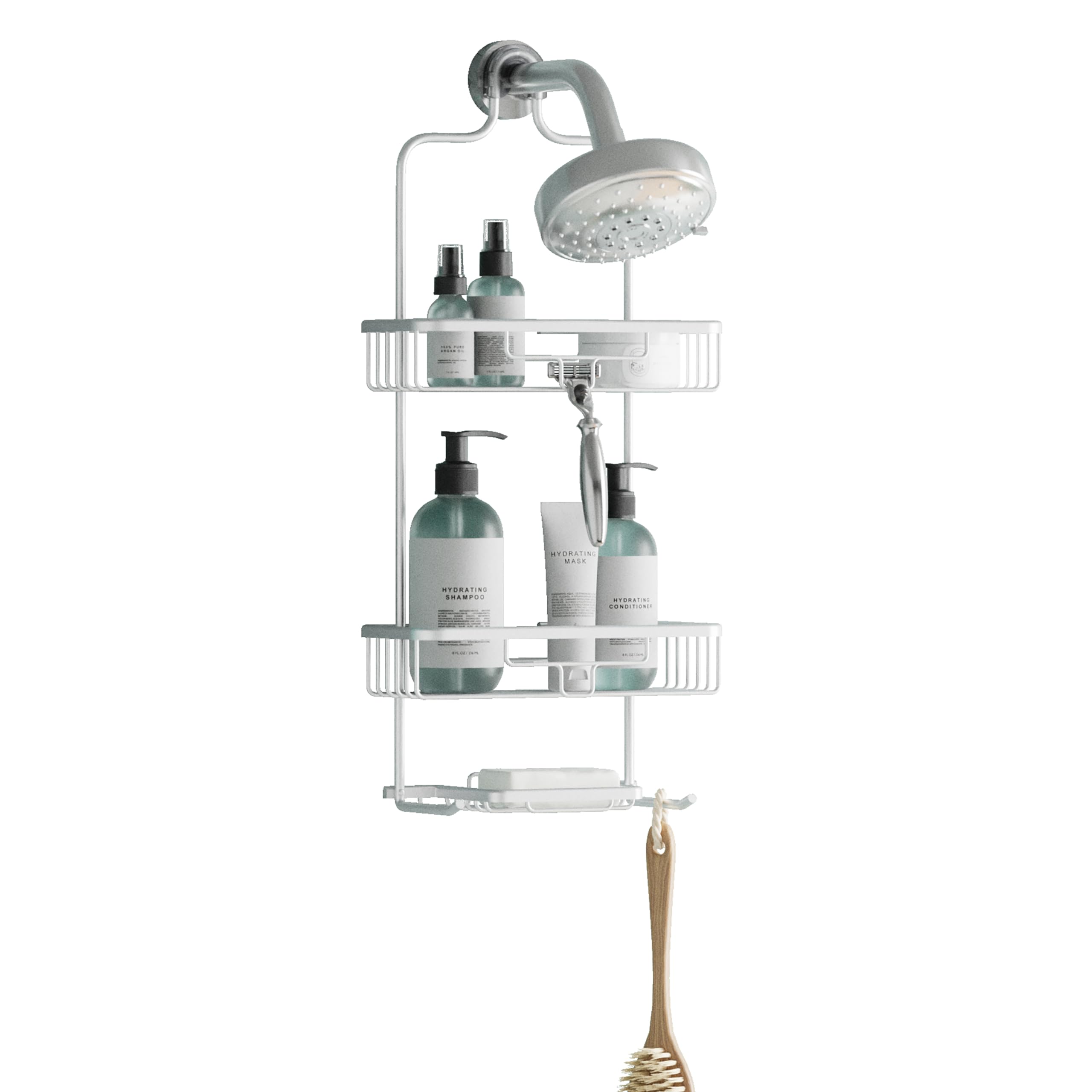 Zenna Home Rustproof Hanging Shower Caddy - 2 Shelves - Satin Chrome