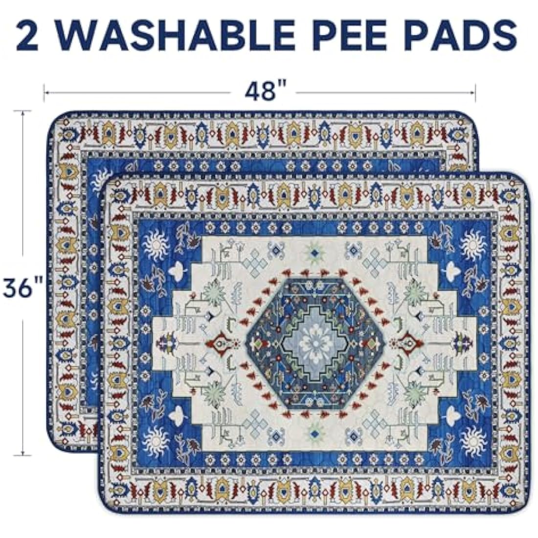 YOSEPATI Washable Dog Pee Pads | 2-Pack Reusable Absorbent Whelping Mats
