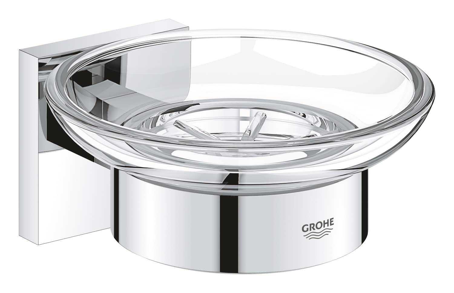 GROHE Start Cube Soap Dish with Holder – Wall Mounted Glass & Chrome
