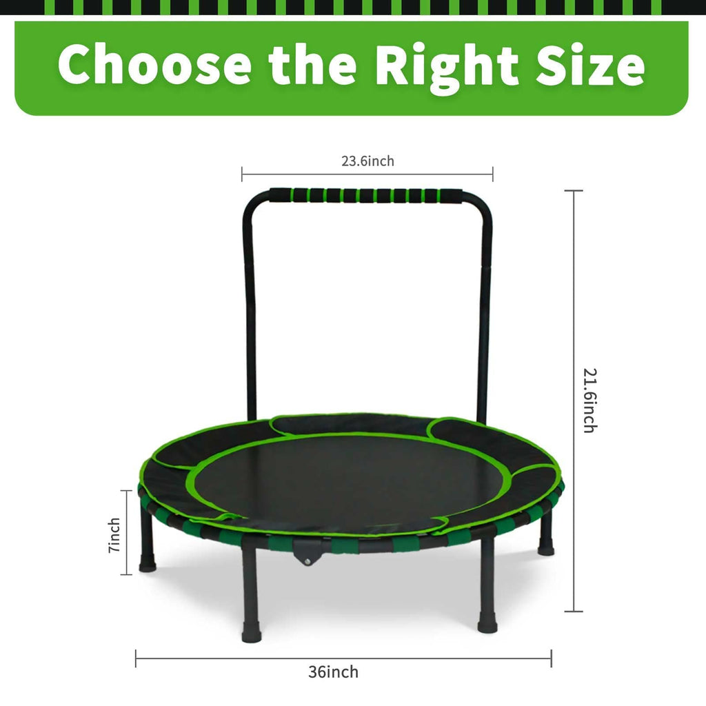 36'' Kids Trampoline with Handrail – Foldable Indoor Fitness
