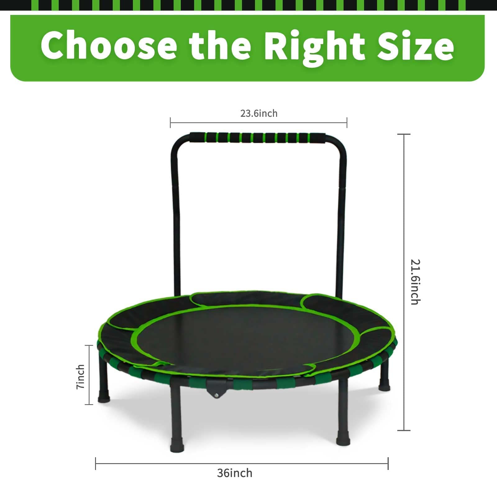 36'' Kids Trampoline with Handrail – Foldable Indoor Fitness