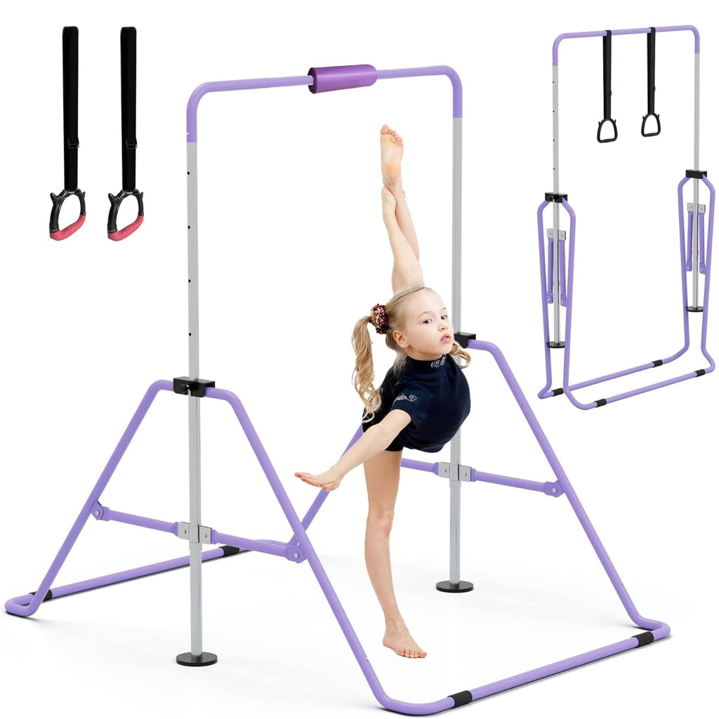 GYMMAGE Gymnastics Kip Bar with Pad | Adjustable Folding Training Bar