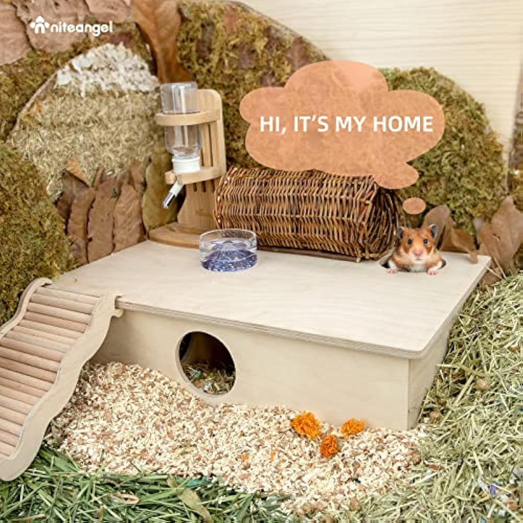 Niteangel 6-Room Multi-Chamber Hamster House – Large Birch Wood Maze