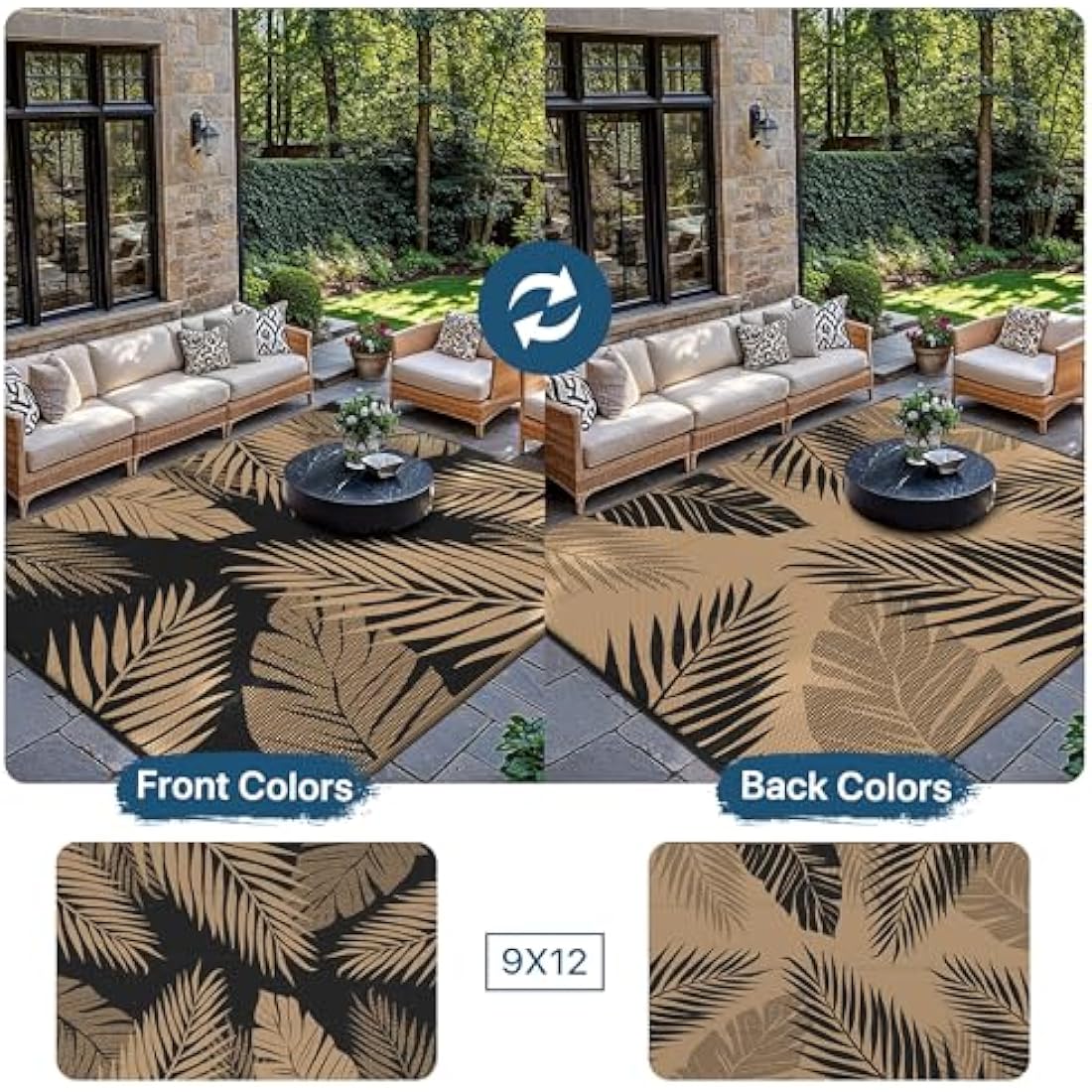 Genimo Outdoor Rug – 275x365cm Reversible Waterproof Plastic Patio Mat