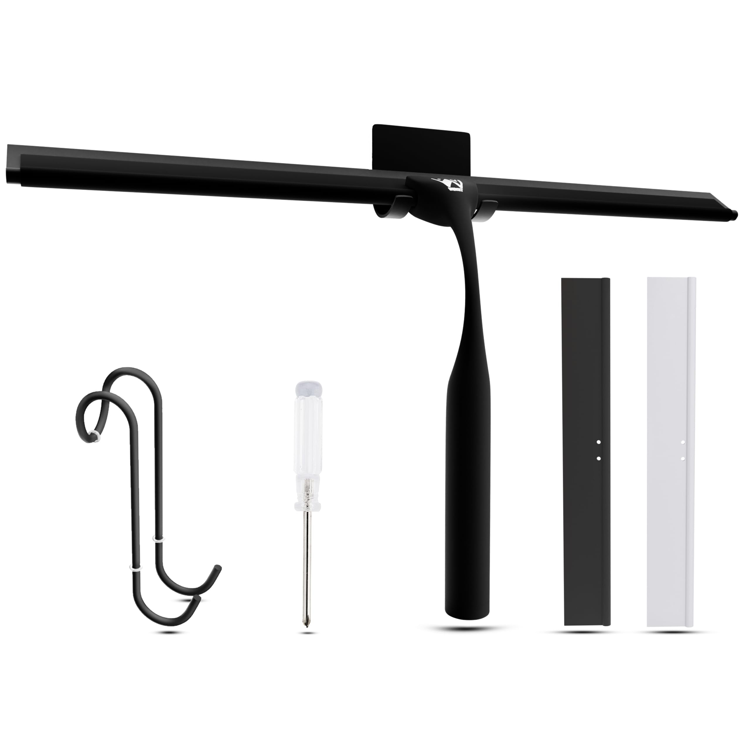 Wunset 30cm Black Shower Squeegee - Stainless Steel 6-Piece Set