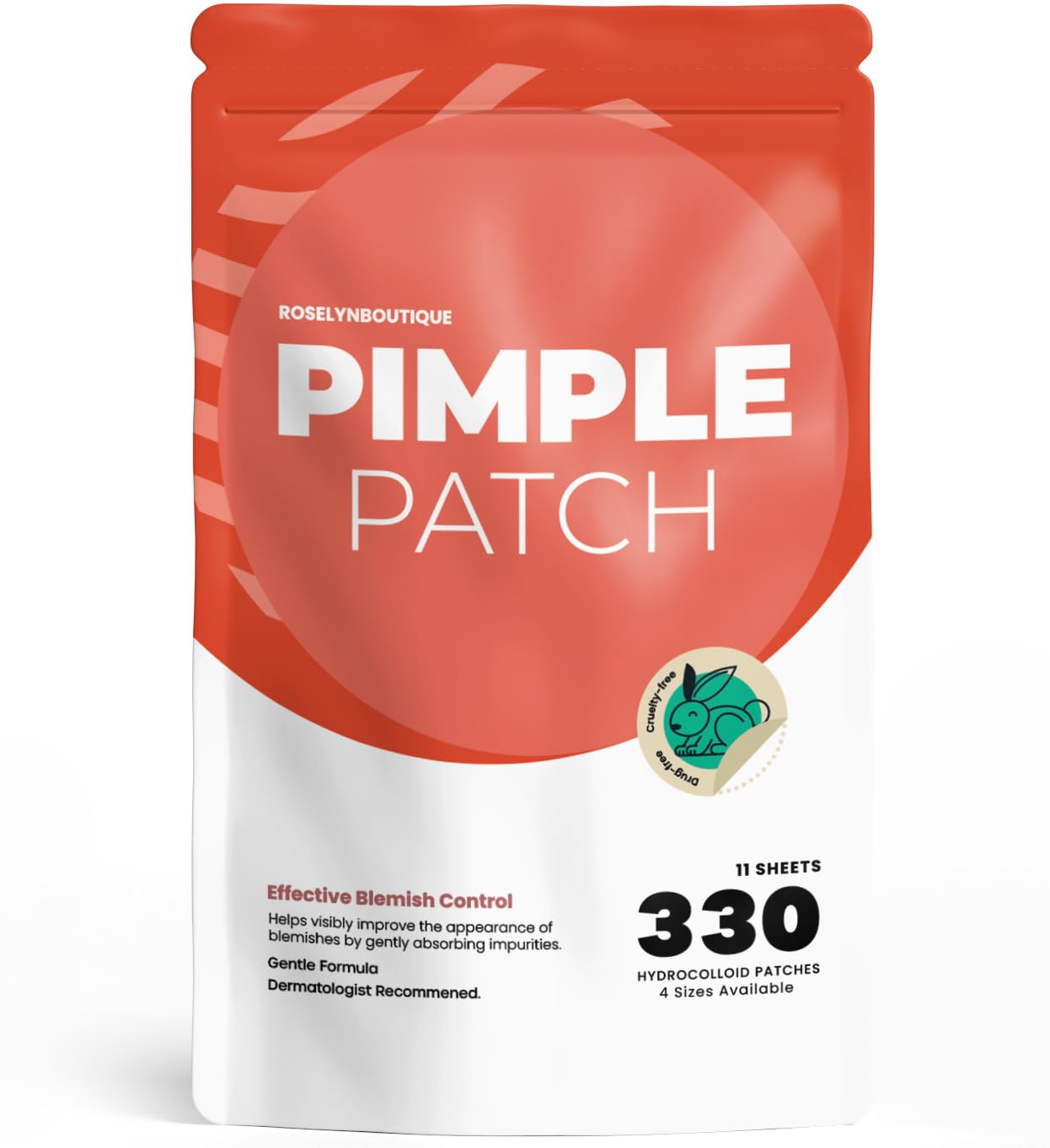 ROSELYNBOUTIQUE Hydrocolloid Pimple Patches – 330 Dots Vegan Spot Treatment