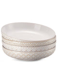 Pasta Bowls Set of 4 – 1020ml Embossed Stoneware Salad Plates