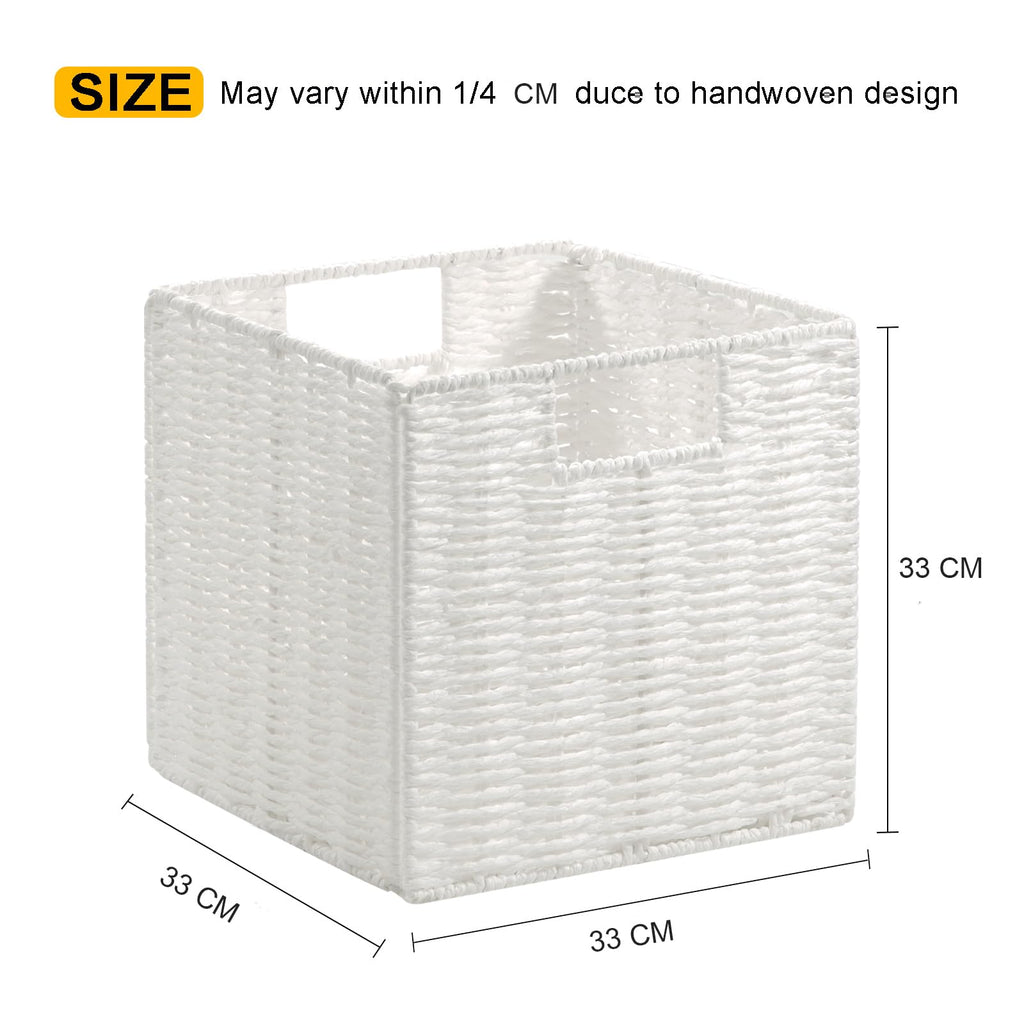 Vagusicc 2-Pack Wicker Storage Basket with Handles, Foldable Storage Organizer Bins for Shelves - image 4