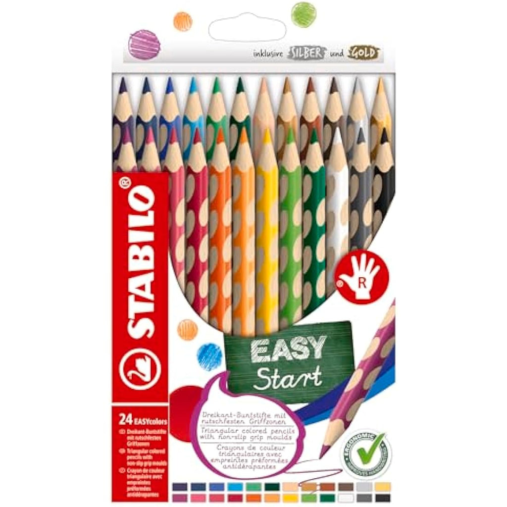 STABILO EASYcolors Ergonomic Colouring Pencils - Right-Handed - 24 Pack