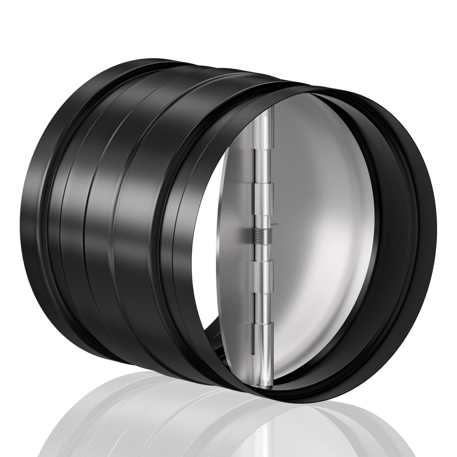 Hon&Guan 4 Inch Duct Connector with Backdraft Damper – Black Steel