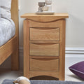 Jolof Store Crescent Solid Oak 3 Drawer Bedside Cabinet | Fully Assembled