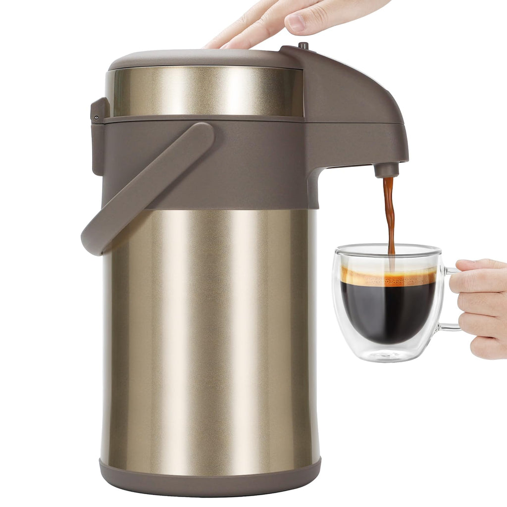 Olerd 3L Stainless Steel Coffee Airpot – Vacuum Insulated Pump Flask