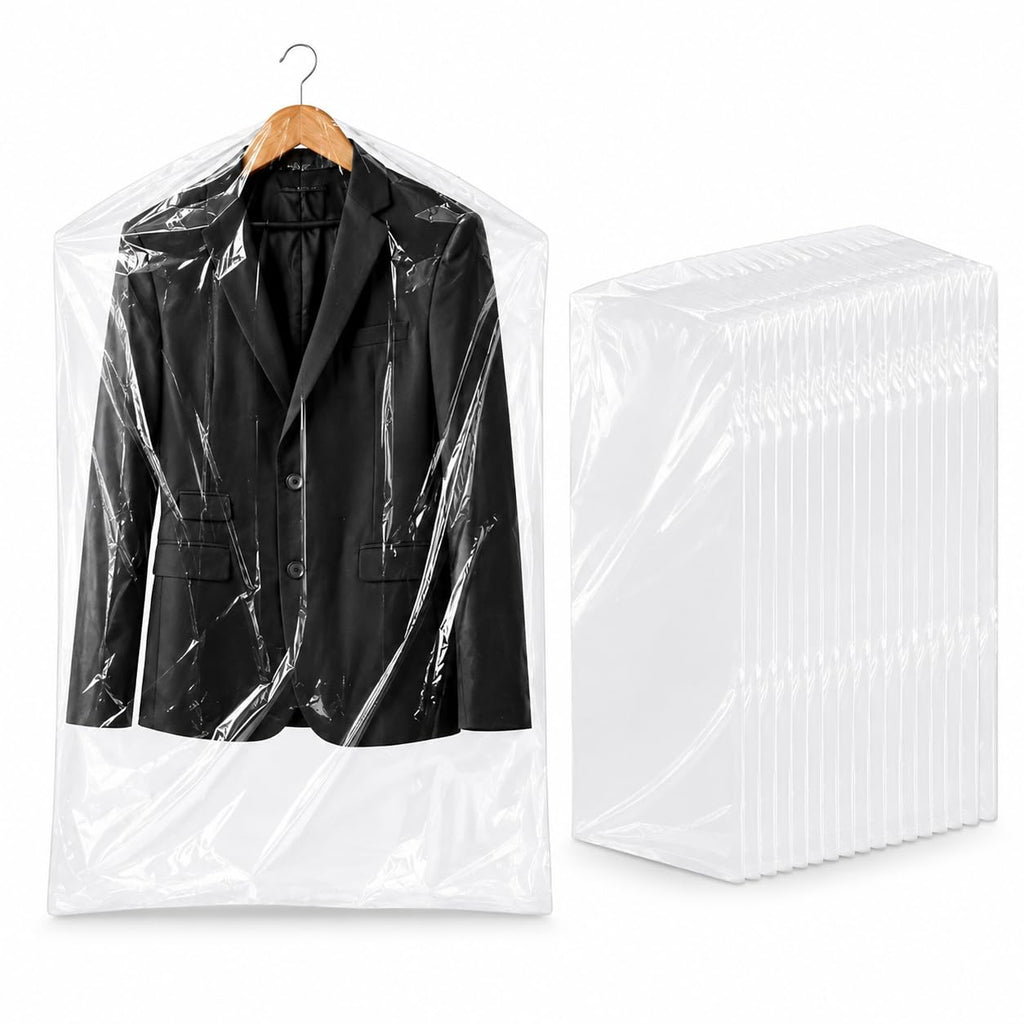 40 Pack Clear Clothes Covers, Plastic Garment Bags 60x90cm