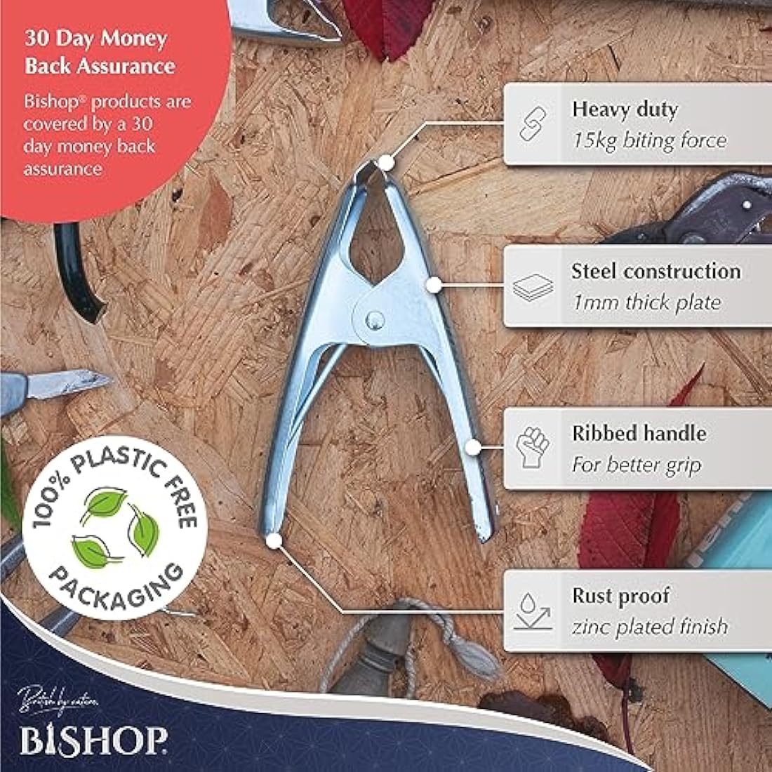 Bishop Metal Spring Clamps – Heavy Duty 160mm Steel Tarp Clips (12 Pack)