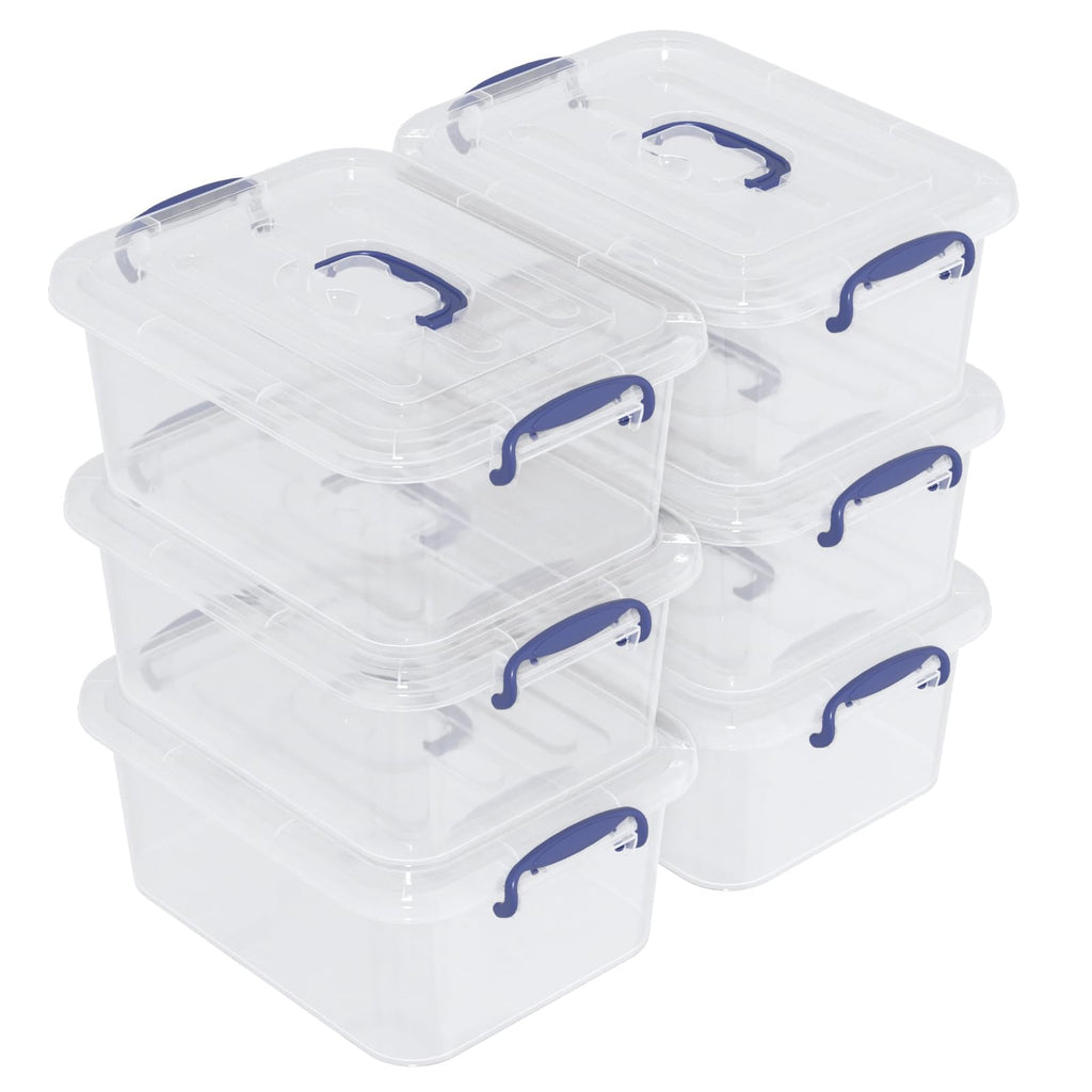 Tyminin 6 Packs Clear Plastic Storage Boxes with Clear Lids, Small Latch Bins, 8 Litre, T - image 1