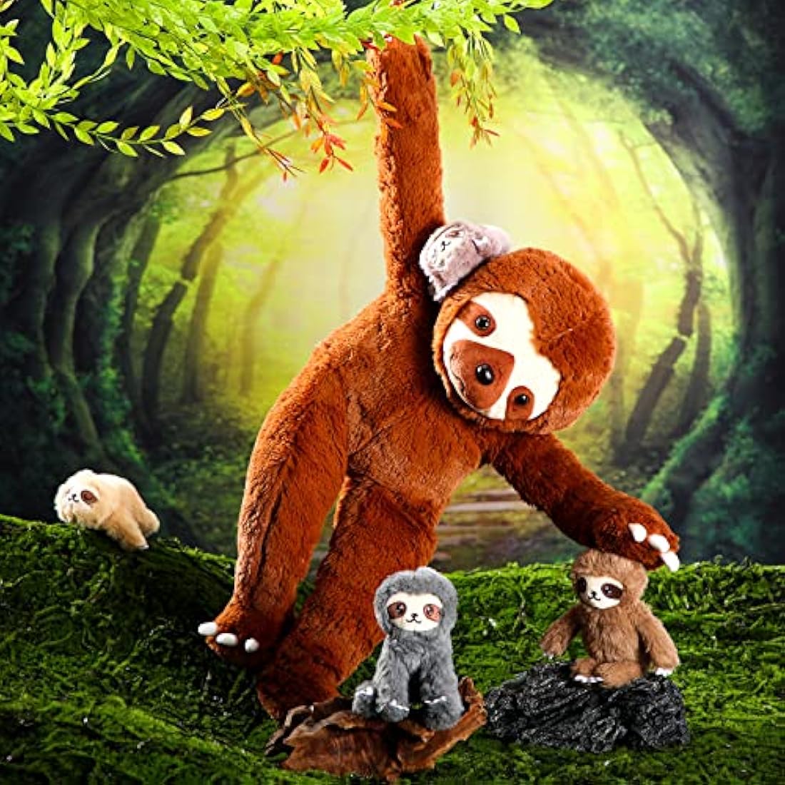 5-Piece Sloth Plush Toy Set – 13" Mommy and Baby Stuffed Animals