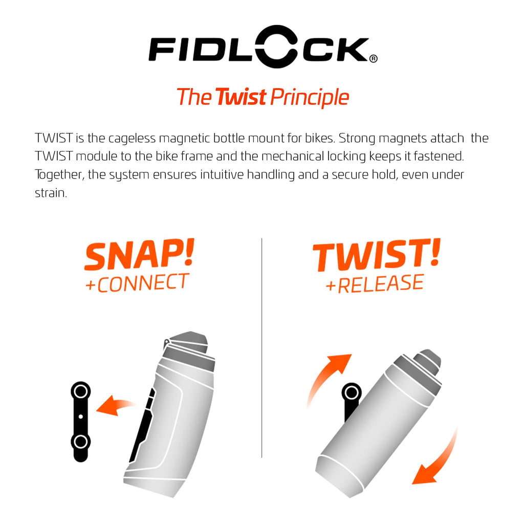 Fidlock TWIST 590ml Magnetic Bike Bottle with Base – Black, BPA Free