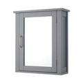 Teamson Home Mercer Mirrored Wall Cabinet – Grey Wooden Bathroom Storage