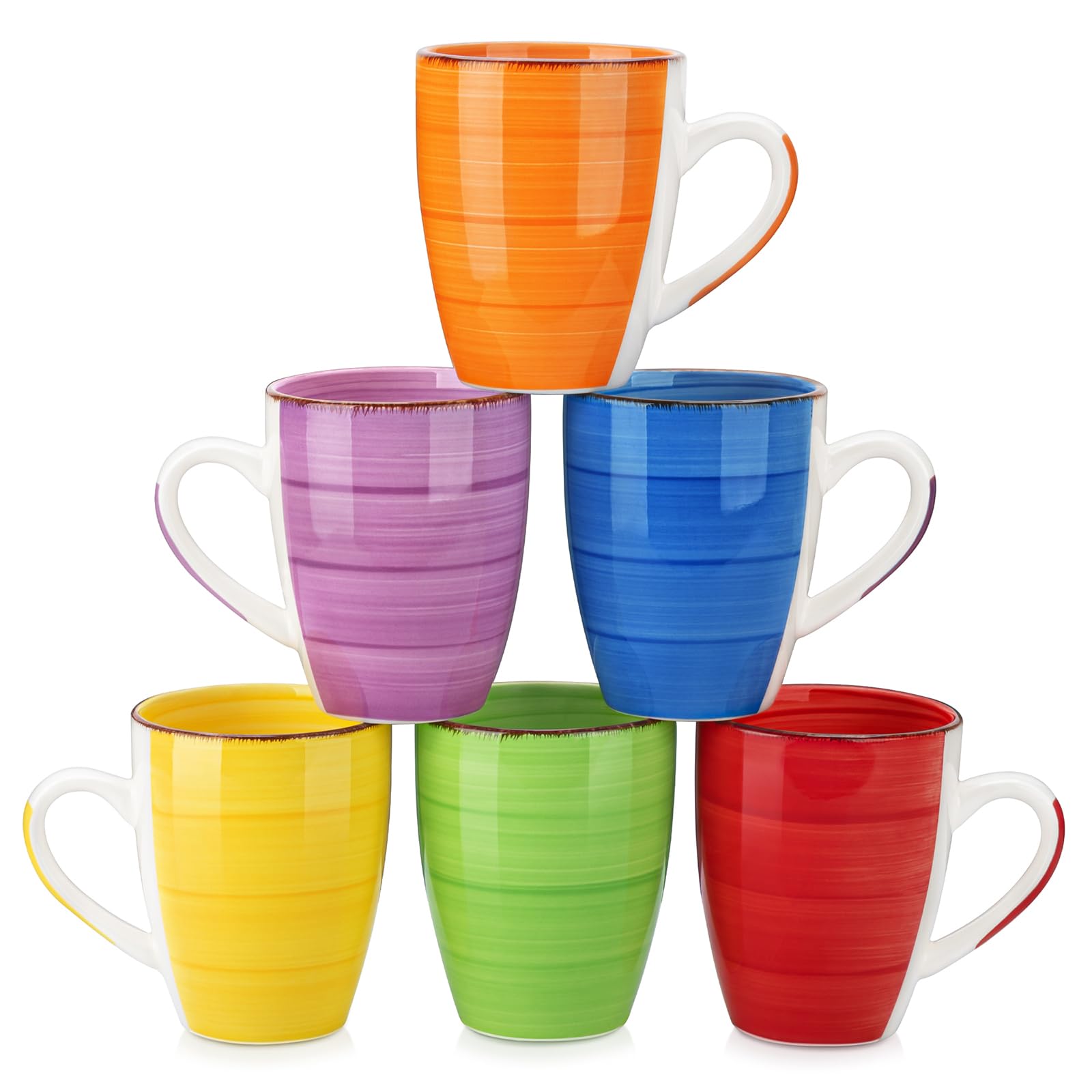 vancasso Bonita 500ml Stoneware Coffee Mugs - Set of 6 Large Tea Cups