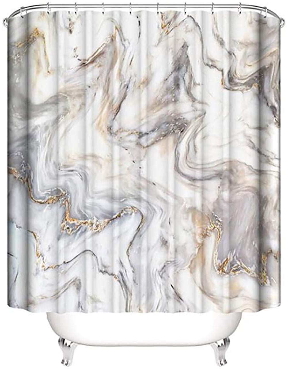 HORIWE Marble Shower Curtain – Waterproof Mildew Resistant Beige 180x200cm